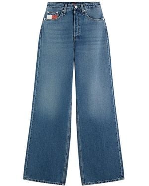 Tommy Hilfiger Jeans ,Blauw ,Katoen Claire High Rise Wide Pocket Jeans