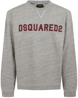 DSquared² Hoodies & Sweatvesten ,Grijs ,Katoen D2 College Sweater Met Ronde Hals