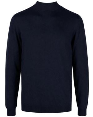 Lardini Pullover Mit Stehkragen Aus Superfeiner Merinowolle - Blau