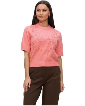 Object Truien & Vesten ,Roze ,Polyester Objlaney Rubin Ss Pullover - Rood