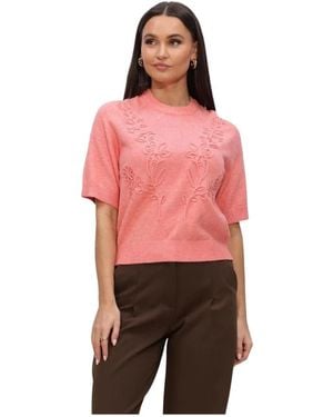 Object Truien & Vesten ,Roze ,Polyester Objlaney Rubin Ss Pullover - Rood