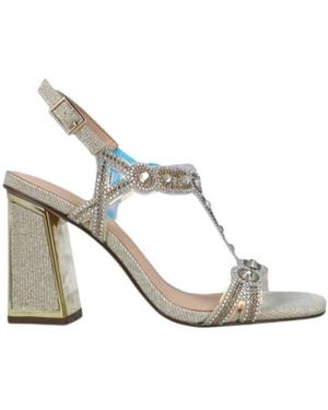 Menbur Schoenen ,Geel ,Sandalo Cerimonia Con Strass E Tacco Grosso - Wit