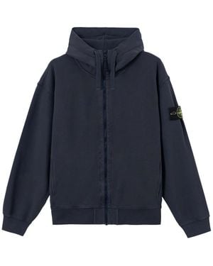 Stone Island Hoodies & Sweatvesten ,Blauw ,Katoen Zip Through Hoodie
