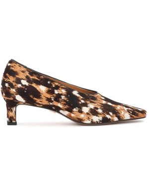 Kazar Pumps Van Leer Met Natuurlijke Haarafwerking - Bruin