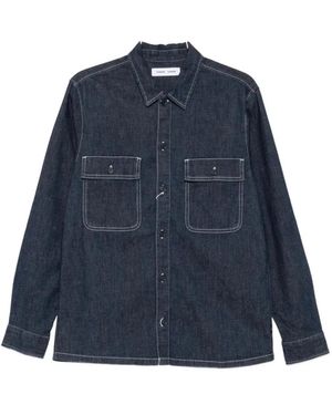Samsøe & Samsøe Overhemden ,Blauw ,Katoen Sadamon Gv Overshirt