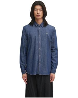 Lacoste Overhemden ,Blauw ,Denim Regular Fit Lightweight Denim Shirt