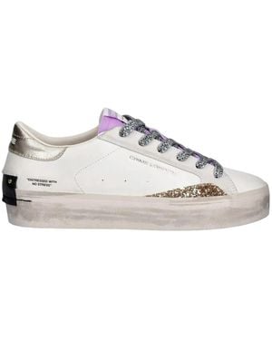 Crime London Distressed Platform Glitter-Detail Sneakers - Weiß