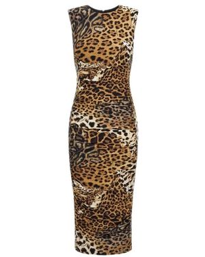 Roberto Cavalli Kleedjes ,Bruin ,Jaguar Print Jurk Lichtbruin Vrouw