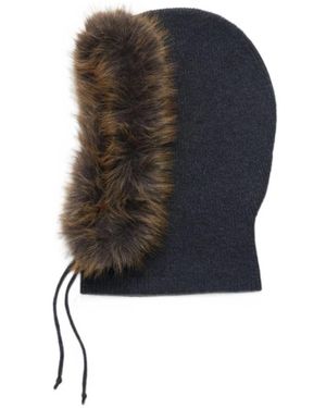Marc Jacobs Accessoires ,Grijs ,Faux Fur Trim Balaclava - Zwart