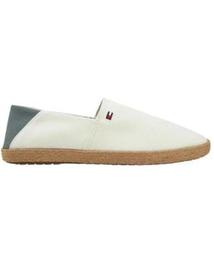 Tommy Hilfiger Weiße Flache Schuhe, Besticktes Logo, Runde Zehe