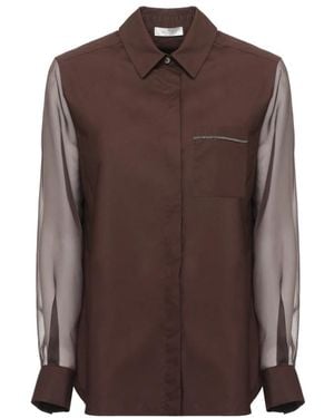 Panicale Katoenen En Zijden Blouse - Bruin