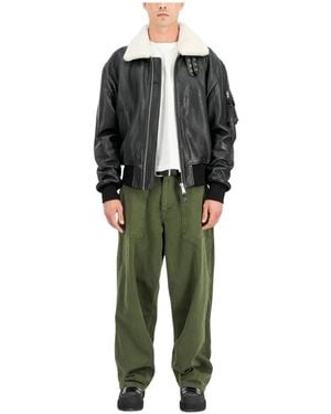 Alpha Industries B-15 Leder Uv Loose Bomberjacke - Grün