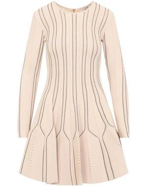 Elisabetta Franchi Kleedjes ,Origami Gebreide Mini Jurk - Naturel
