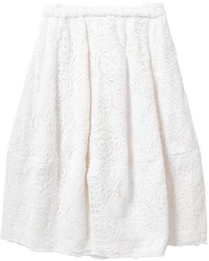 Comme des Garçons Rokken ,Wit ,Katoen Geborduurde Midi Rok