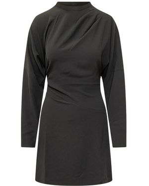 Ganni Kleedjes ,Zwart ,Polyester Cady Crepe Jurk