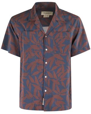 Woolrich Blaues Blattmuster Camp-Hemd