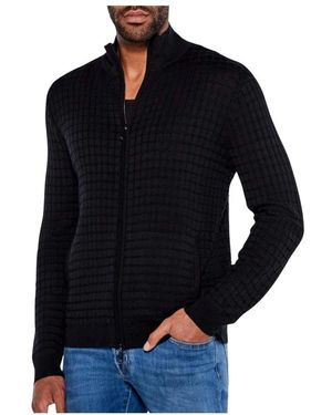 Emporio Armani Truien & Vesten ,Zwart ,Wol High Collar Zipped Cardigan