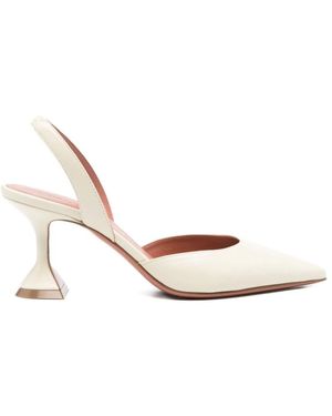 AMINA MUADDI Holli Slingback-Pumps Aus Leder - Weiß