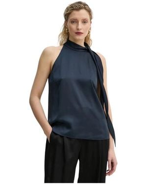 Theory Satijnen Top Met Strik-Hals - Blauw
