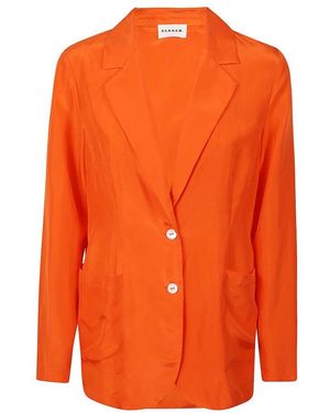 P.A.R.O.S.H. Seiden crepe de chine schwarze jacke - Orange