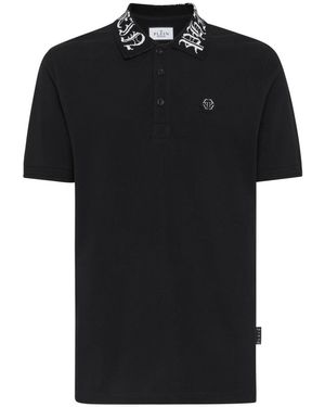 Philipp Plein Tops ,Zwart ,Katoen Slim Fit Polo Ss