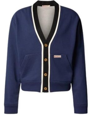 Marni Cardigan Mit Kontrastbesatz - Blau