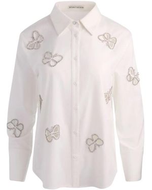 Alice + Olivia Fijn Versierde Shirt Met Uitsnijdingen En Knopen - Wit