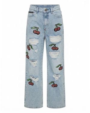 Philipp Plein Jeans ,Blauw ,Denim Skater Jeans
