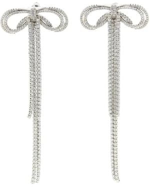 Self-Portrait Crystal Bow Pearl Earrings - Weiß
