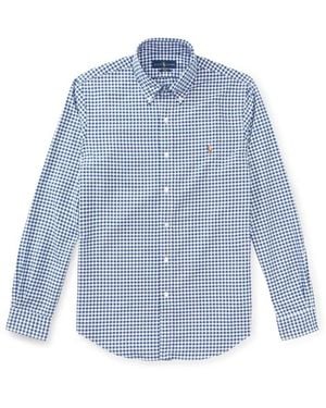 Polo Ralph Lauren Overhemden ,Blauw ,Katoen Geruit Oxford Overhemd