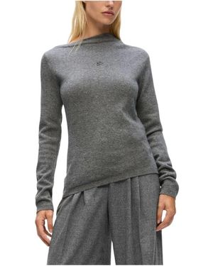 Karl Lagerfeld Asymmetric Neck Logo Sweater - Grijs