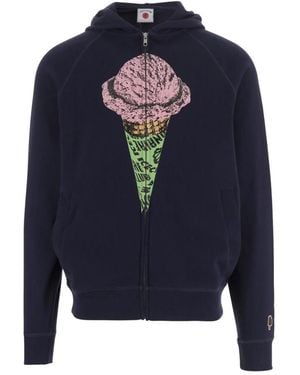 ICECREAM Hoodies & Sweatvesten ,Blauw ,Katoen Cotton Zip Logo Hoodie