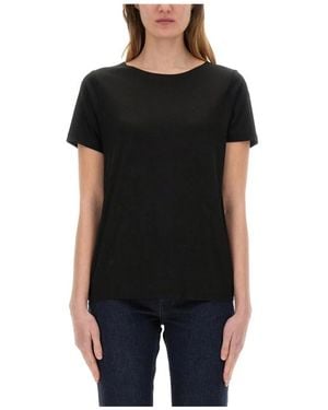 Fay Tops ,Zwart ,T-Shirt Met Bootshals