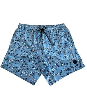 Trussardi Badehose Mit Blumenmuster Und Taschen - Blau