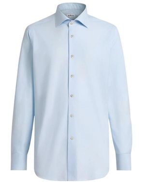 Kiton Overhemden ,Blauw ,Katoen Formele Regular Fit Overhemd
