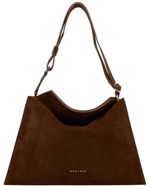 Orciani Trinity Pfirsich Midi Schultertasche - Braun