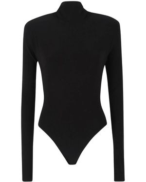 Norma Kamali Bodysuit Met Lange Mouwen En Col - Zwart