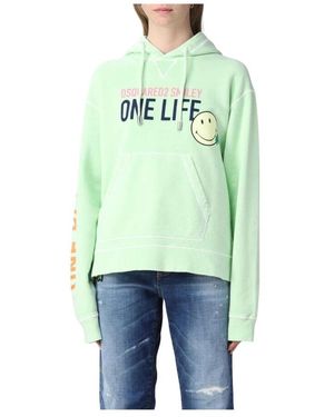 DSquared² Smiley Grafik Hoodie Mintfarbe - Grün