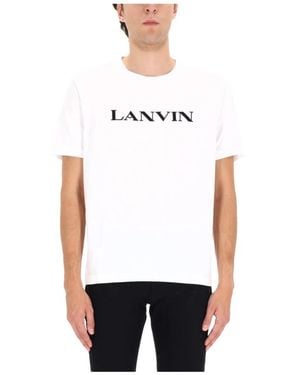 Lanvin Tops ,Wit ,Katoen Geborduurd Katoenen T-Shirt