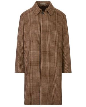 Corneliani Einreihiger Mantel Mit Hahnentrittmuster - Braun