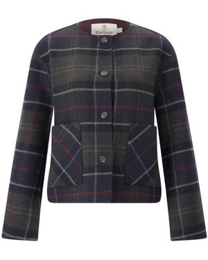 Barbour Myla Jas Met Ruitpatroon En Wolmix - Blauw
