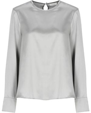 Peserico Glanzende Zijde Satijnen Blouse - Grijs