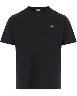 Autry Tops ,Zwart ,Katoen T-Shirt Met Korte Mouwen
