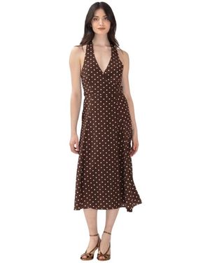 P.A.R.O.S.H. Sbillo Midi Jurk - Bruin