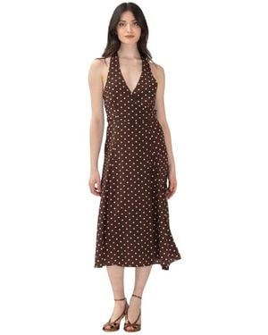 P.A.R.O.S.H. Sbillo Midi Jurk - Bruin