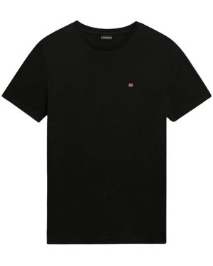 Napapijri Klassisches Rundhals T-Shirt Schwarz Baumwolle