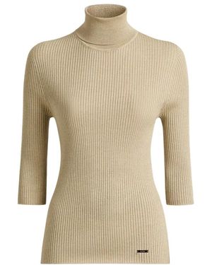 Kiton Beiger Woll-Polo-Hals-Top - Natur