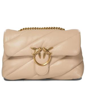 Pinko Tassen ,Leer Love Puff Classic Schoudertas - Naturel