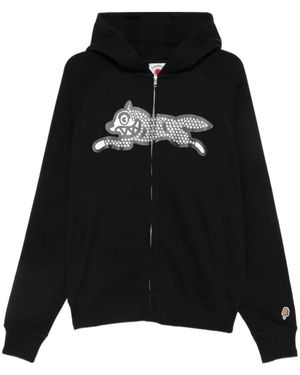 ICECREAM Hoodies & Sweatvesten ,Zwart ,Katoen Glitter Running Dog Zip Through Hood