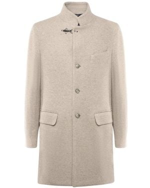 Fay Single-Breasted Coats - Natural